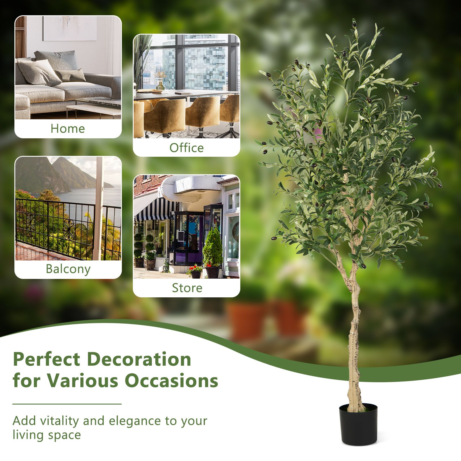 2-Pack 182cm Artificial Olive Trees with 72 Fruits